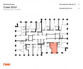 ЖК «Матвеевский парк», планировка студии, 24.90 м²