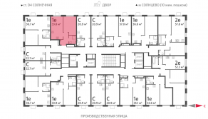 ЖК «Лучи», планировка 1-комнатной квартиры, 33.80 м²