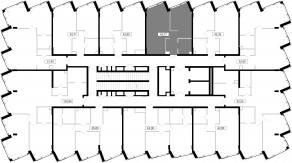 ЖК «MOD», планировка 1-комнатной квартиры, 43.77 м²