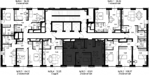 ЖК «Селигер Сити», планировка 2-комнатной квартиры, 65.50 м²