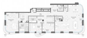 ЖК Дом «Лаврушинский», планировка 5-комнатной квартиры, 253.20 м²