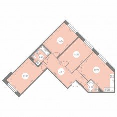 ЖК «Огни Залива», планировка 3-комнатной квартиры, 84.58 м²