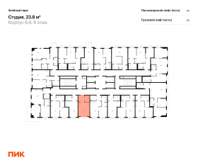 ЖК «Зеленый парк», планировка студии, 23.80 м²