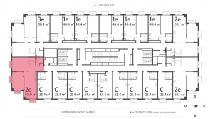 ЖК «ParkSide», планировка 2-комнатной квартиры, 66.00 м²