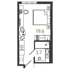 Апарт-комплекс «ARTSTUDIO M103», планировка студии, 23.30 м²