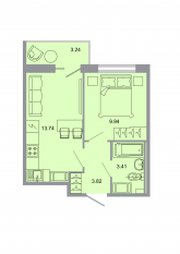 ЖК «Стороны света», планировка 1-комнатной квартиры, 31.10 м²