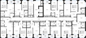 ЖК «GloraX Парголово», планировка 2-комнатной квартиры, 48.43 м²