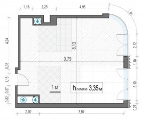 ЖК Дом «Лаврушинский», планировка 1-комнатной квартиры, 74.70 м²