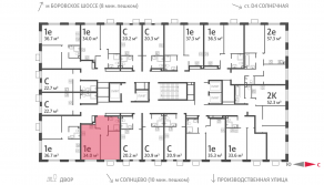 ЖК «Лучи», планировка 1-комнатной квартиры, 34.00 м²