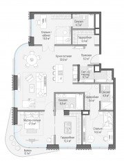 ЖК Дом «Лаврушинский», планировка 3-комнатной квартиры, 154.50 м²