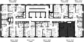 ЖК «Селигер Сити», планировка 1-комнатной квартиры, 42.55 м²