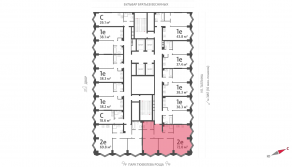 ЖК «ЗИЛАРТ», планировка 2-комнатной квартиры, 72.00 м²