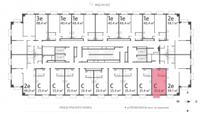 ЖК «ParkSide», планировка студии, 25.50 м²