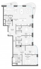 ЖК Дом «Лаврушинский», планировка 4-комнатной квартиры, 229.10 м²
