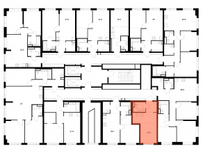ЖК «Бунинская набережная», планировка студии, 23.40 м²