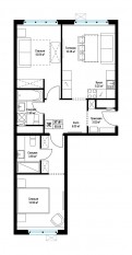 ЖК «Эко Видное 2.0», планировка 2-комнатной квартиры, 61.60 м²