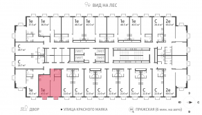 ЖК «ParkSide», планировка 1-комнатной квартиры, 41.50 м²