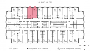 ЖК «ParkSide», планировка 1-комнатной квартиры, 40.50 м²