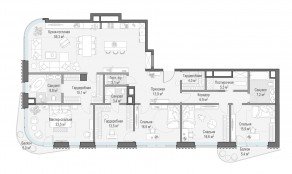 ЖК Дом «Лаврушинский», планировка 4-комнатной квартиры, 204.80 м²