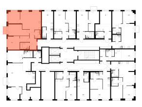 ЖК «Бунинская набережная», планировка 3-комнатной квартиры, 75.40 м²