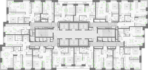 ЖК «Upside Towers», планировка 1-комнатной квартиры, 44.70 м²