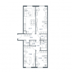 ЖК «iLove», планировка 3-комнатной квартиры, 100.90 м²