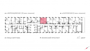 ЖК «Обручева 30», планировка 1-комнатной квартиры, 36.10 м²