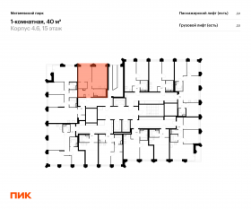 ЖК «Матвеевский парк», планировка 1-комнатной квартиры, 40.00 м²