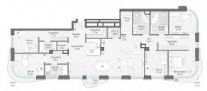 ЖК Дом «Лаврушинский», планировка 5-комнатной квартиры, 253.20 м²