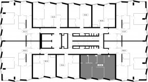 ЖК «MOD», планировка 2-комнатной квартиры, 63.36 м²