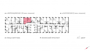 ЖК «Обручева 30», планировка 1-комнатной квартиры, 36.90 м²