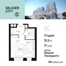 ЖК «Селигер Сити», планировка студии, 31.21 м²