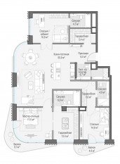 ЖК Дом «Лаврушинский», планировка 3-комнатной квартиры, 156.20 м²