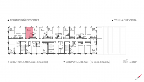 ЖК «Обручева 30», планировка студии, 24.20 м²