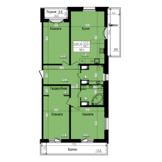 ЖК «Прагма City», планировка 3-комнатной квартиры, 108.50 м²