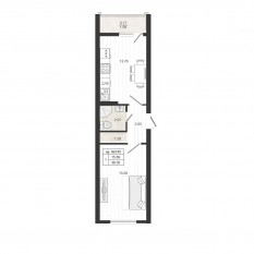 МЖК «Верево-Сити», планировка 1-комнатной квартиры, 38.35 м²