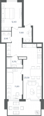 МФК «Равновесие», планировка 3-комнатной квартиры, 64.30 м²