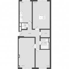 МЖК «Яковлево», планировка 3-комнатной квартиры, 81.50 м²
