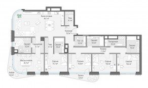 ЖК Дом «Лаврушинский», планировка 4-комнатной квартиры, 205.60 м²