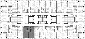 ЖК «MOD», планировка 1-комнатной квартиры, 43.58 м²