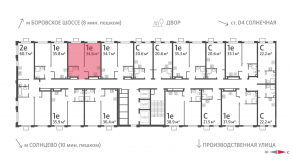 ЖК «Лучи», планировка 1-комнатной квартиры, 34.60 м²