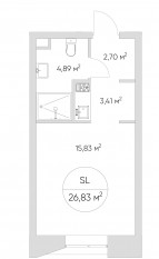 Апарт-комплекс «N'ice loft», планировка студии, 28.20 м²