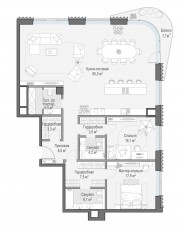 ЖК Дом «Лаврушинский», планировка 3-комнатной квартиры, 159.00 м²