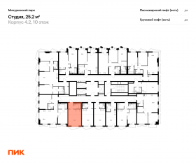 ЖК «Мичуринский парк», планировка студии, 25.20 м²