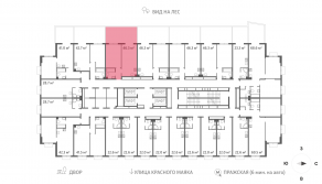 ЖК «ParkSide», планировка 1-комнатной квартиры, 45.80 м²