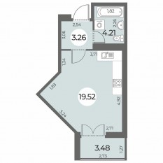 ЖК «Огни Залива», планировка студии, 28.73 м²