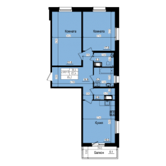 ЖК «Прагма City», планировка 2-комнатной квартиры, 85.20 м²