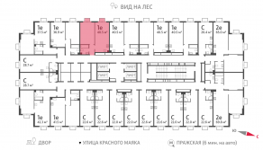 ЖК «ParkSide», планировка 1-комнатной квартиры, 40.50 м²