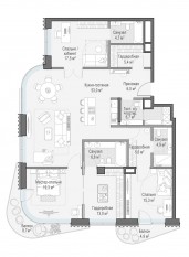 ЖК Дом «Лаврушинский», планировка 3-комнатной квартиры, 161.60 м²