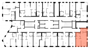 ЖК «Москворечье», планировка 1-комнатной квартиры, 45.50 м²